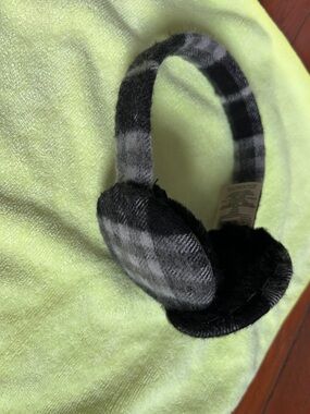 Burberry Black & Gray Plaid Ear Warmers